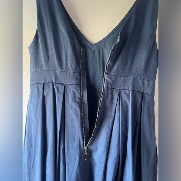 ModCloth Fervour Triumphantly Timeless Fit & Flare V-Neck Dress Blue Gray Large - Picture 11 of 11